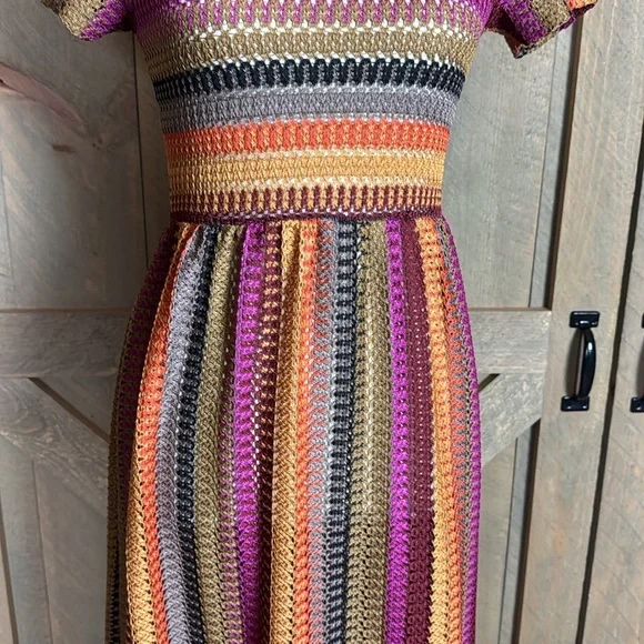 Nasty Gal striped Crochet maxi dress with short sleeves Size 10 - Picture 8 of 13